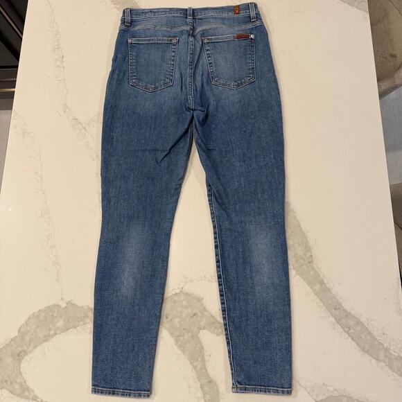 7 For All Mankind High Waist Ankle Skinny Denim Jeans Women’s 28 Blue Button Fly - Picture 6 of 9